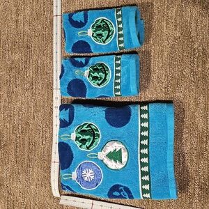 Blue Patterned Holiday Towel Set (One Towel/2 Hand) Childrens